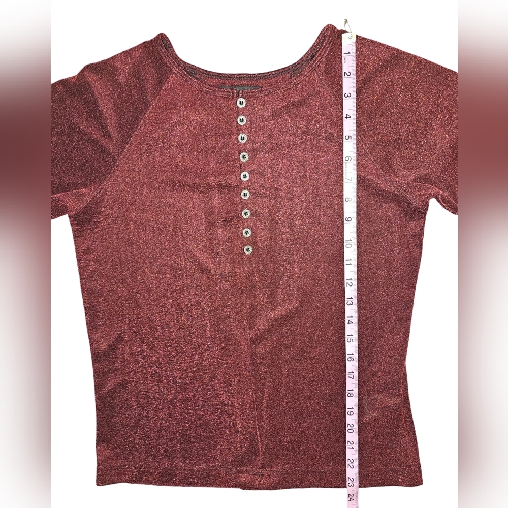 Harley-Davidson Womens Y2K Red Shimmer Button Front Slit Top Made USA Sz M - Picture 9 of 16